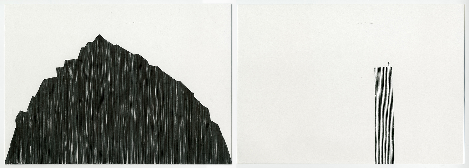   Absent Mountain , 2017 Ink on acid free fine grain paper Diptych: 21 x 29.7 cm each  