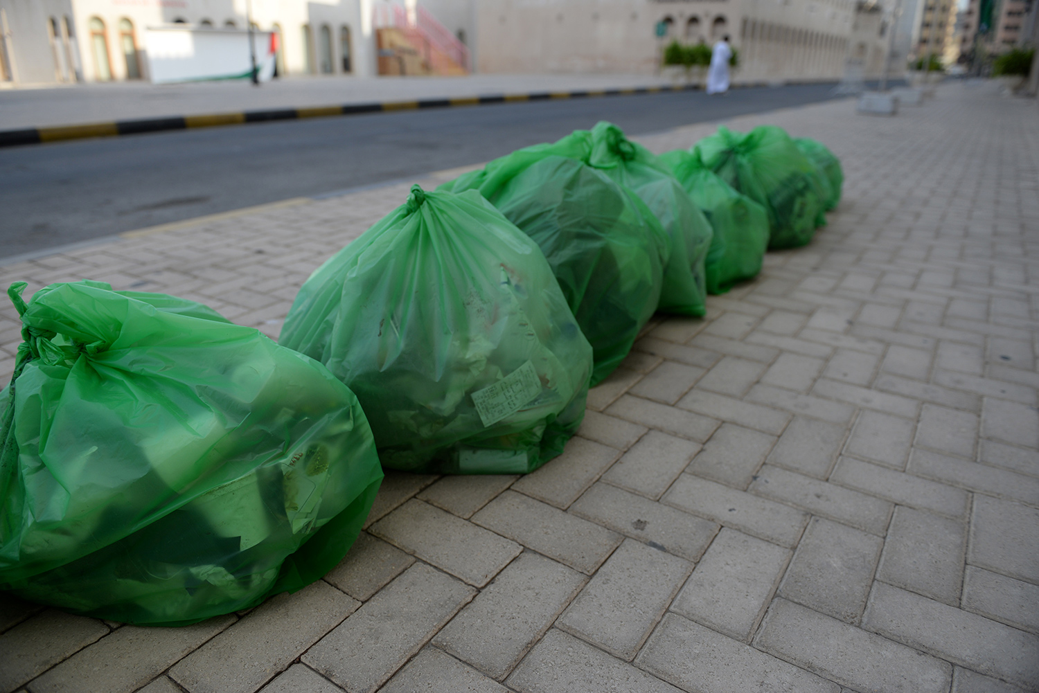  Trash bag on sidewalk alongside Sharjah Art Museum   Al Shuweiheen, Sharjah 