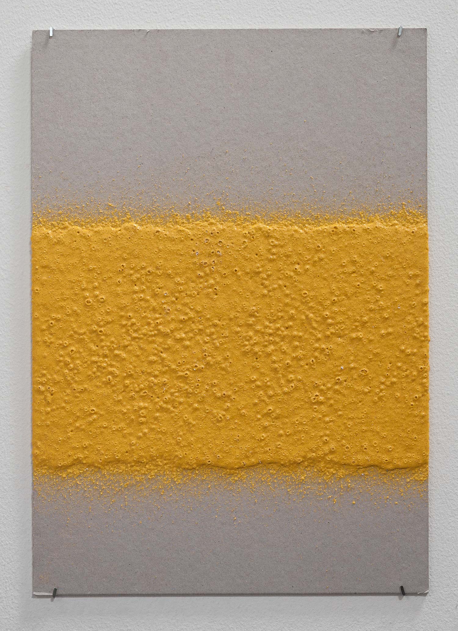   200mm (W), 1.5mm (T), Yellow, edge line (613), machine marking, remarking, D83 Nad Al Hamar, LP 10,  2017  Thermoplastic paint and reflective glass particles on grey board  35 x 50 cm 