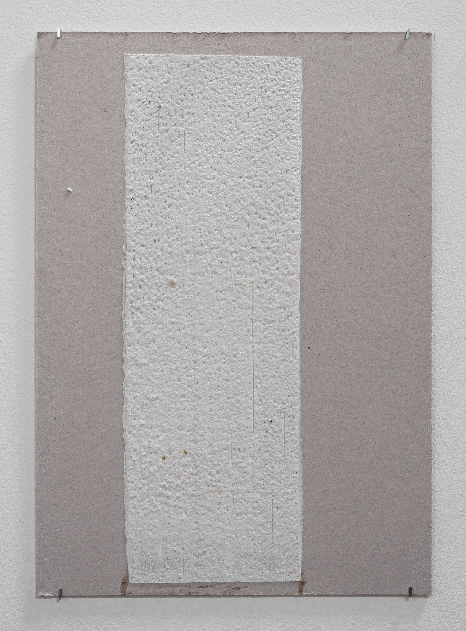   150mm (W), 1.5mm (T), White, Random mark, hand marking, Al Barsha South, Unnamed street,  2017  Thermoplastic paint and reflective glass particles on grey board  35 x 50 cm 