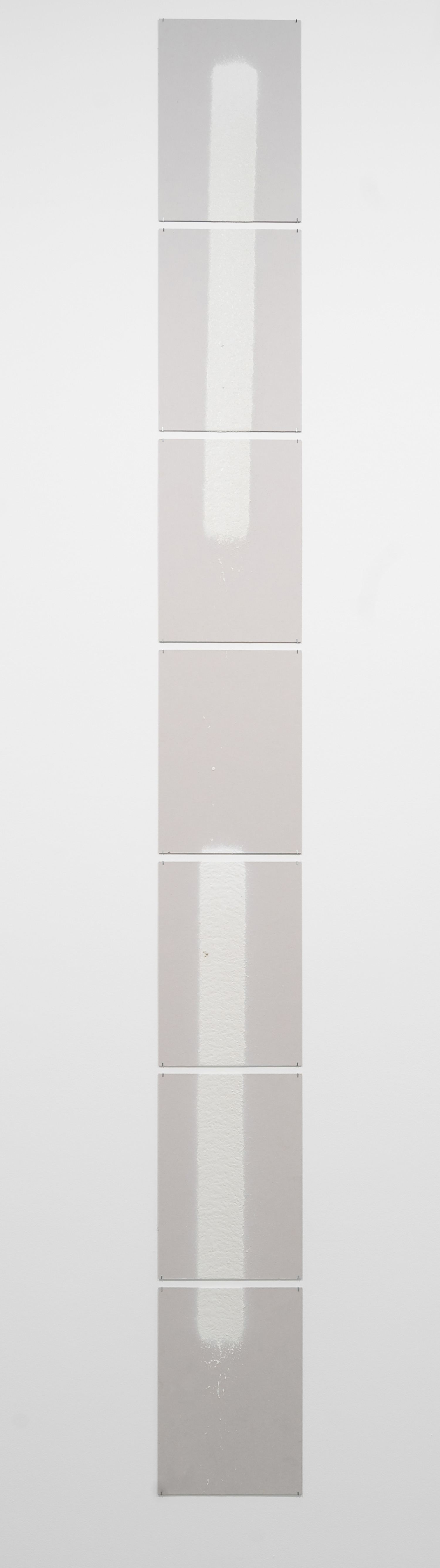  100mm (W), 1.2mm (T), White, Parking Envelope Line (620), 1000mm (L), Al Barsha 1, St 38b, LP 161,  2017  Set of 7 works  Thermoplastic paint and reflective glass particles on grey boards  50 x 35 cm each 