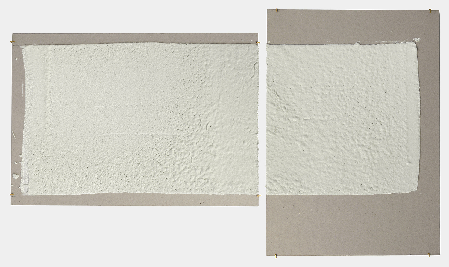 12in (section) (W), 2.27mm (T), White, Crosswalk, Manual marking, Lexington Ave, E89 St int, 2018 Thermoplastic paint, reflective glass particles on grey board Diptych: 50 x 35 cm each