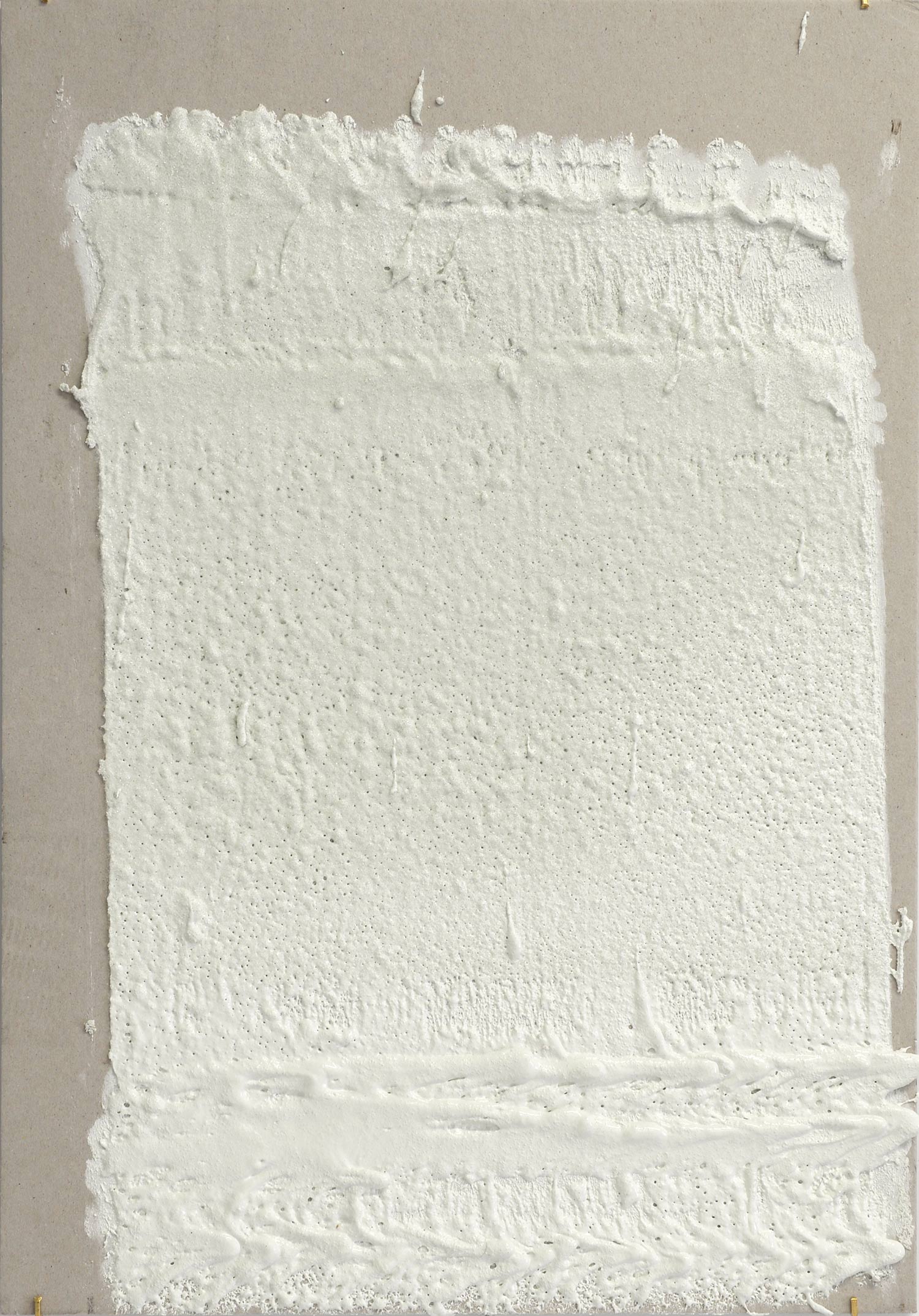   12in (section) (W), 2.27mm (T), White, Random mark, Manual marking, Columbus Ave, W92 St int,  2018  Thermoplastic paint, reflective glass particles on grey board 35cm x 50cm 