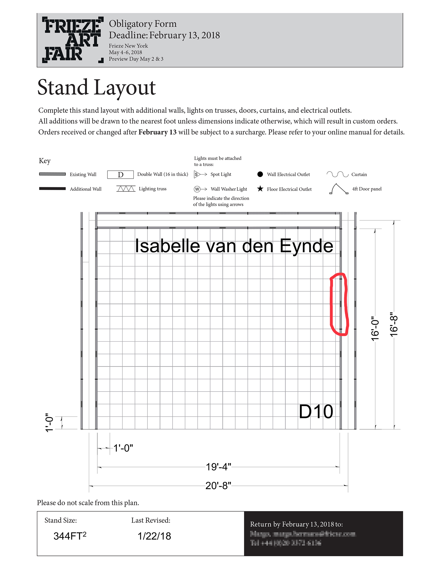  Gallery IVDE’s booth layout at Frieze Art Fair (2019). Red highlight indicates panel’s installation location.   