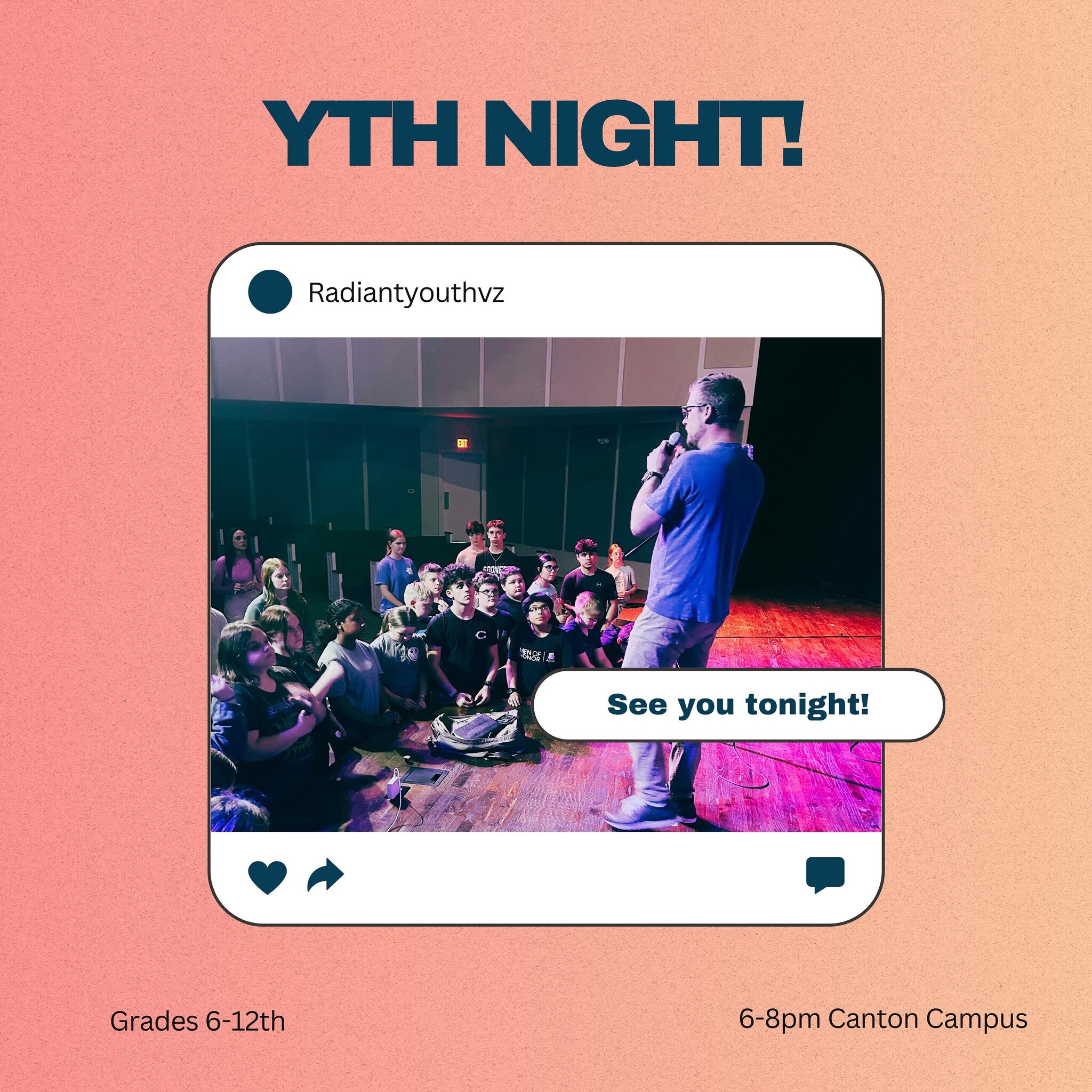 Youth nights are the best nights! Raise your hand if you are coming! All the fun starts at 6! See you there!
