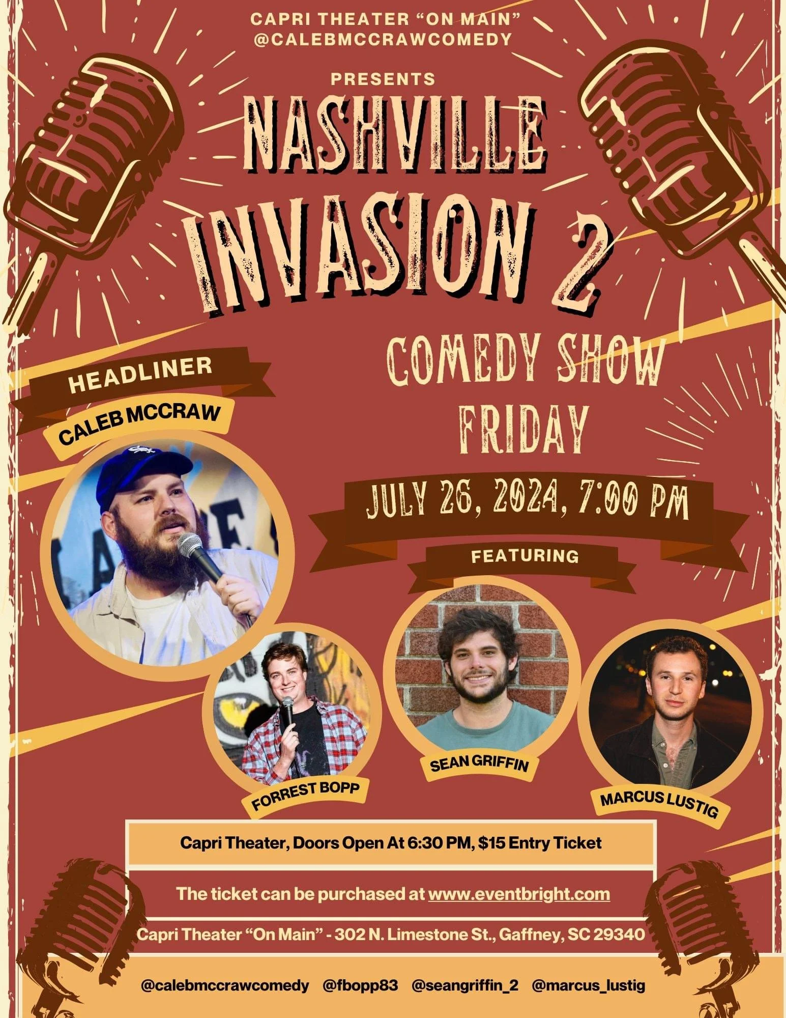 July 26th Comedian Caleb McCraw Returns!