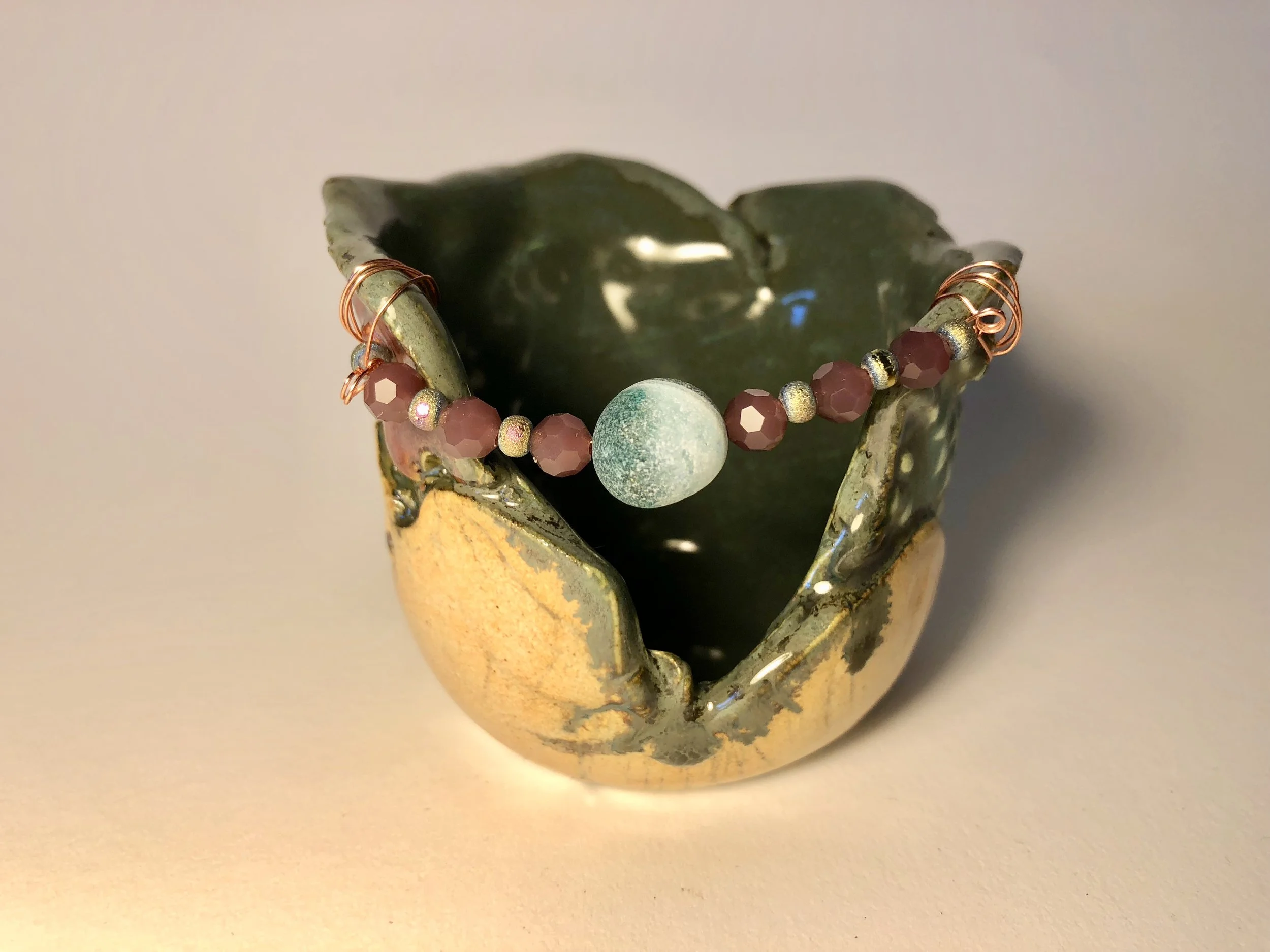 Textured Turquoise and Lavender Votive