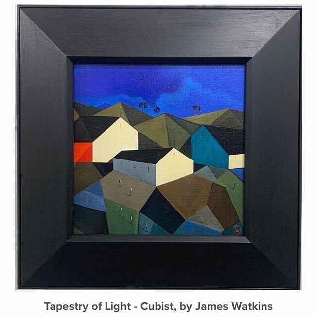 Tapestry of Light - Oil on Belgian linen - 47 x 47 cm (outside frame) $3,500 - Worldwide delivery #james #watkins #art #gallery #paintings #painter #paint #cubism #cubist #artgallery #home #nz #sky #clouds #colour #artisanpaint #uk #australia #usa