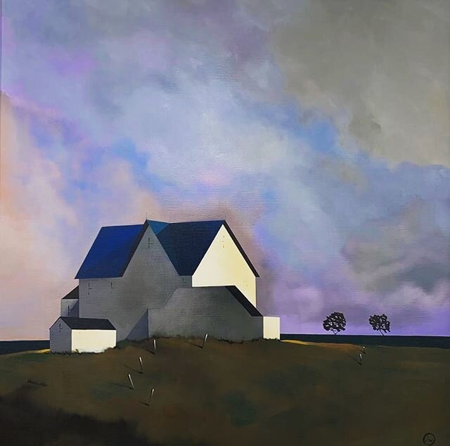 Dusky Light - Oil on Belgian linen - 100 x 100 cm - 🔴 #sold #art #collector #light #sky #home #coast #villa #artofinstagram #paintingsofinstagram #painting #clouds #nz #newzealand #nzlandscape