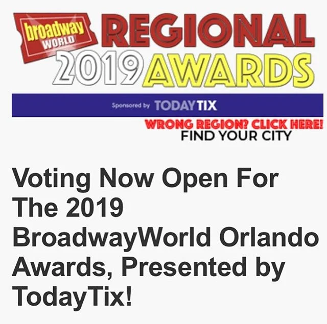 I am in shock and beyond honored that 4 of my set designs were nominated for the 2019 BroadwayWorld Orlando Regional Awards.  I was nominated in the Professional category for Outside Mullingar and the Non-Professional category for The Addams Family, 