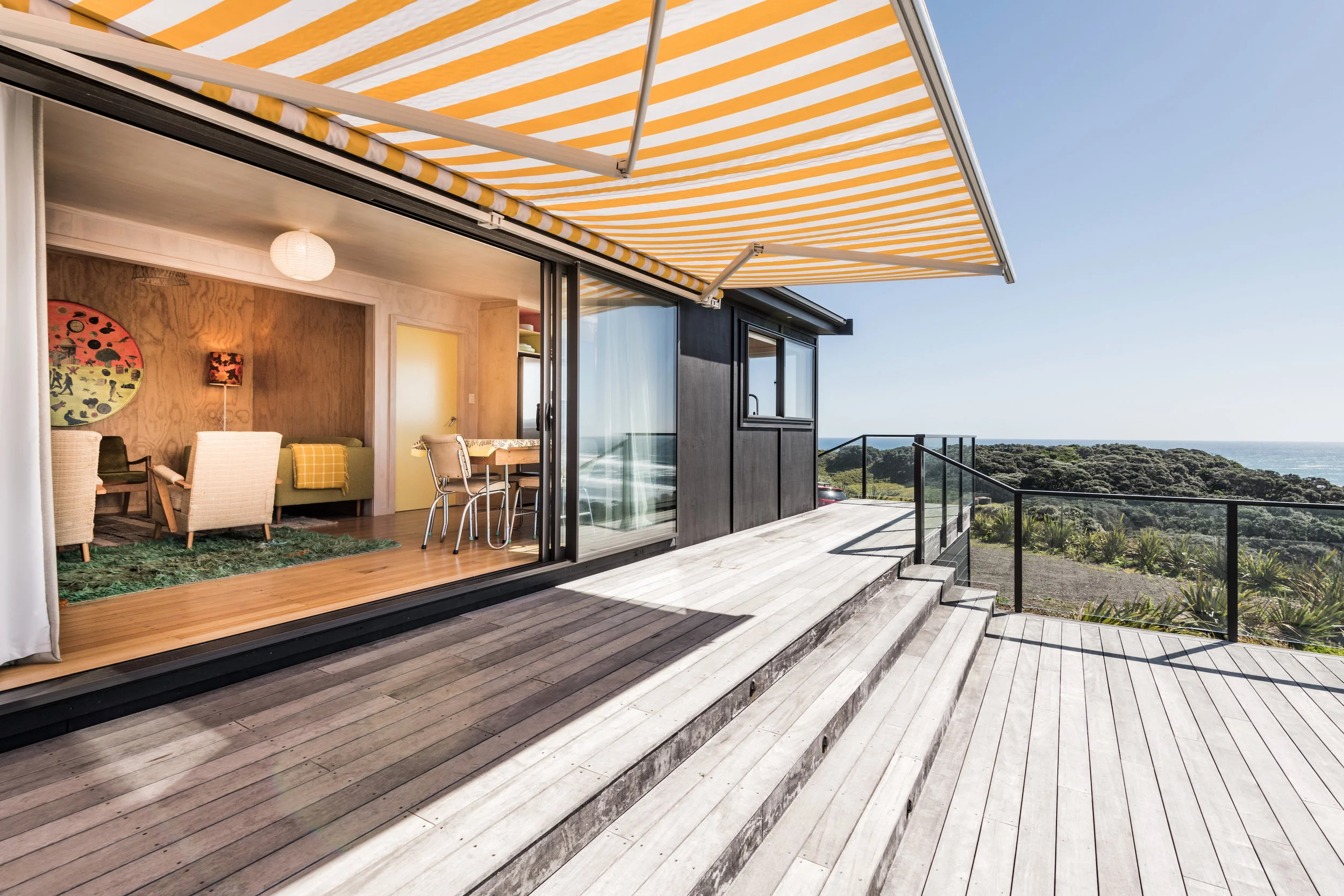  Location - West Coast, NZ  Environment - Native Forest, Tasman Sea  Materials - Plywood  Use - Holiday Bach  Square meter - 80  Completion date - 2017 