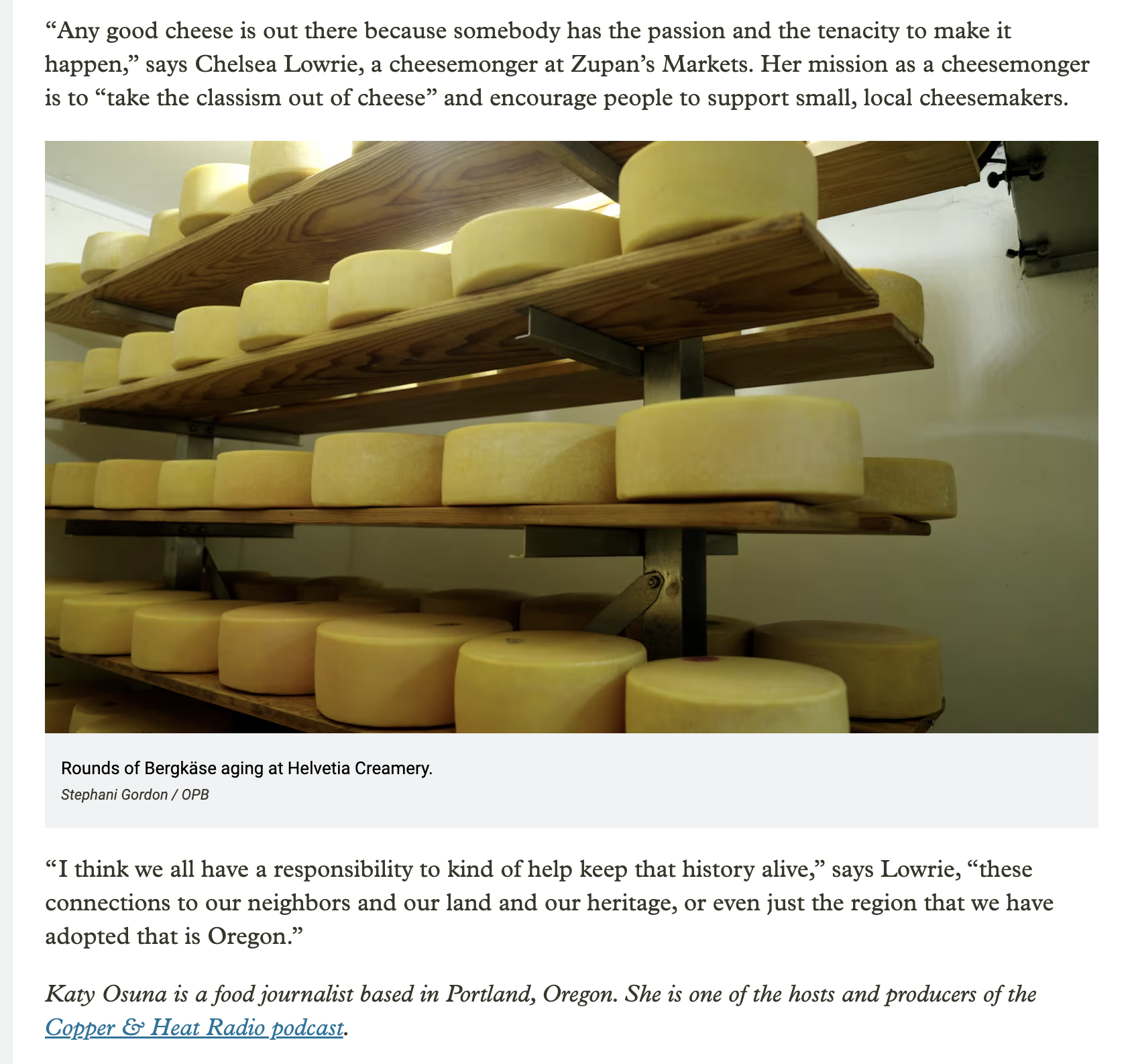 Screenshot of piece from OPB website