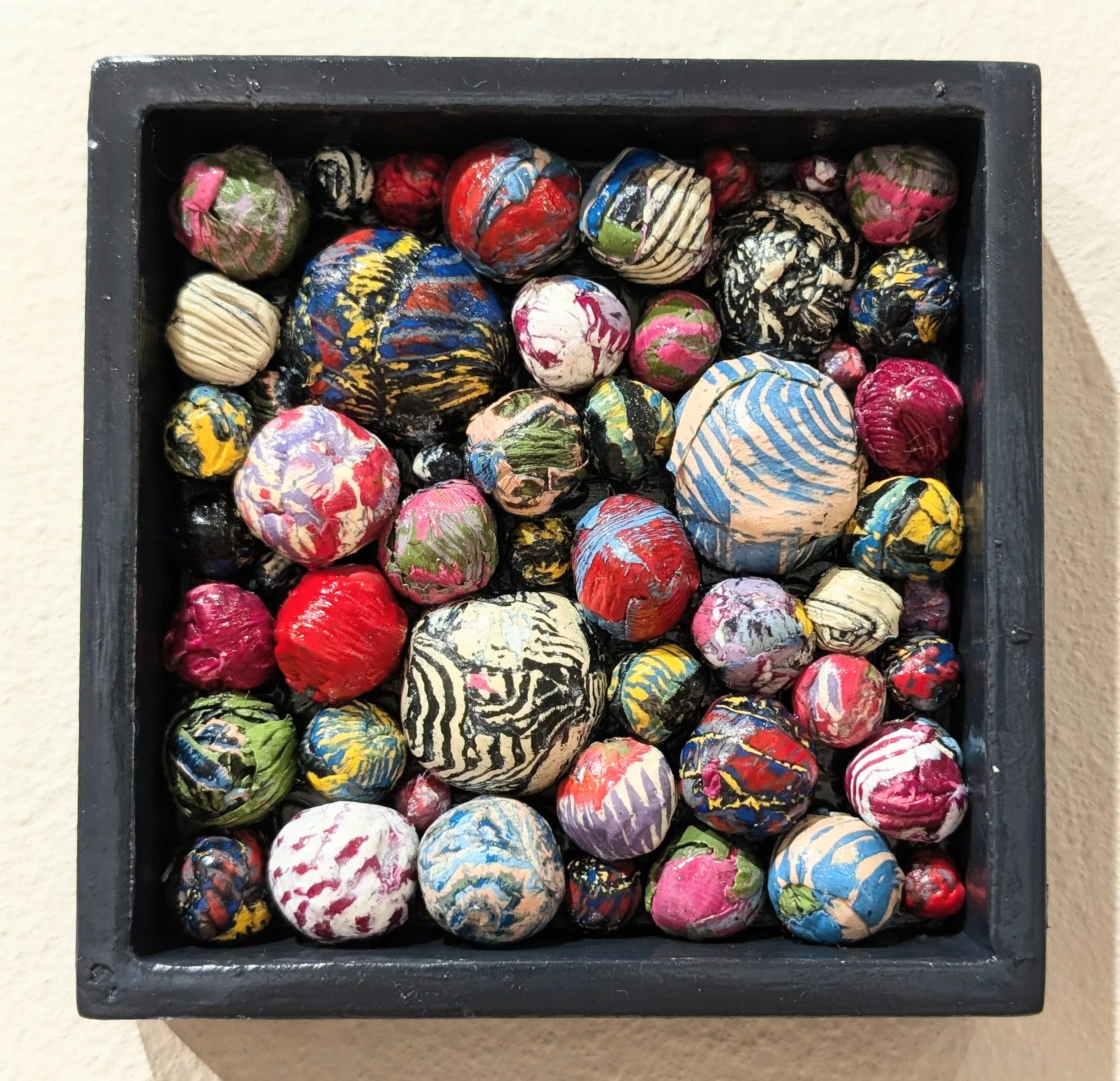   Gumballs  Cold wax on panel 6" x 6” $125  Available 