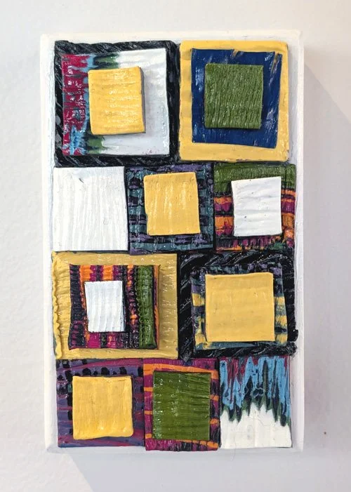   Cold Wax Quilt I  Cold wax on panel 4" x 6"  $75  Available 