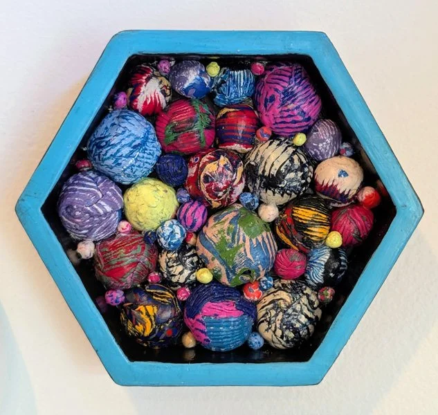   Planet Bouncy Ball  Cold wax on canvas 6" x 6" $150  Available 