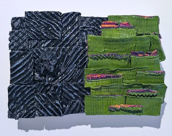   Picket Fences  Cold wax on panel 6" x 4"   Sold 