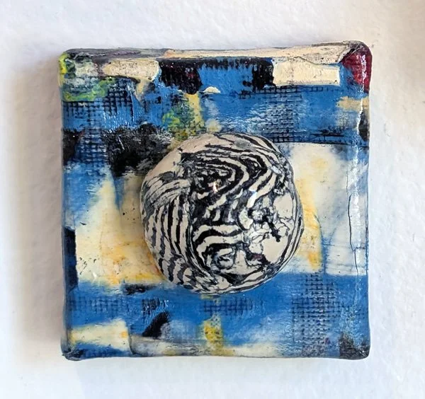   Pinkie Planet I  Cold wax on canvas 2" x 2"  $40  Available 