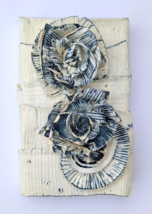   Porcelain Batik  Cold wax on panel 4" x 6"  $75  Available 