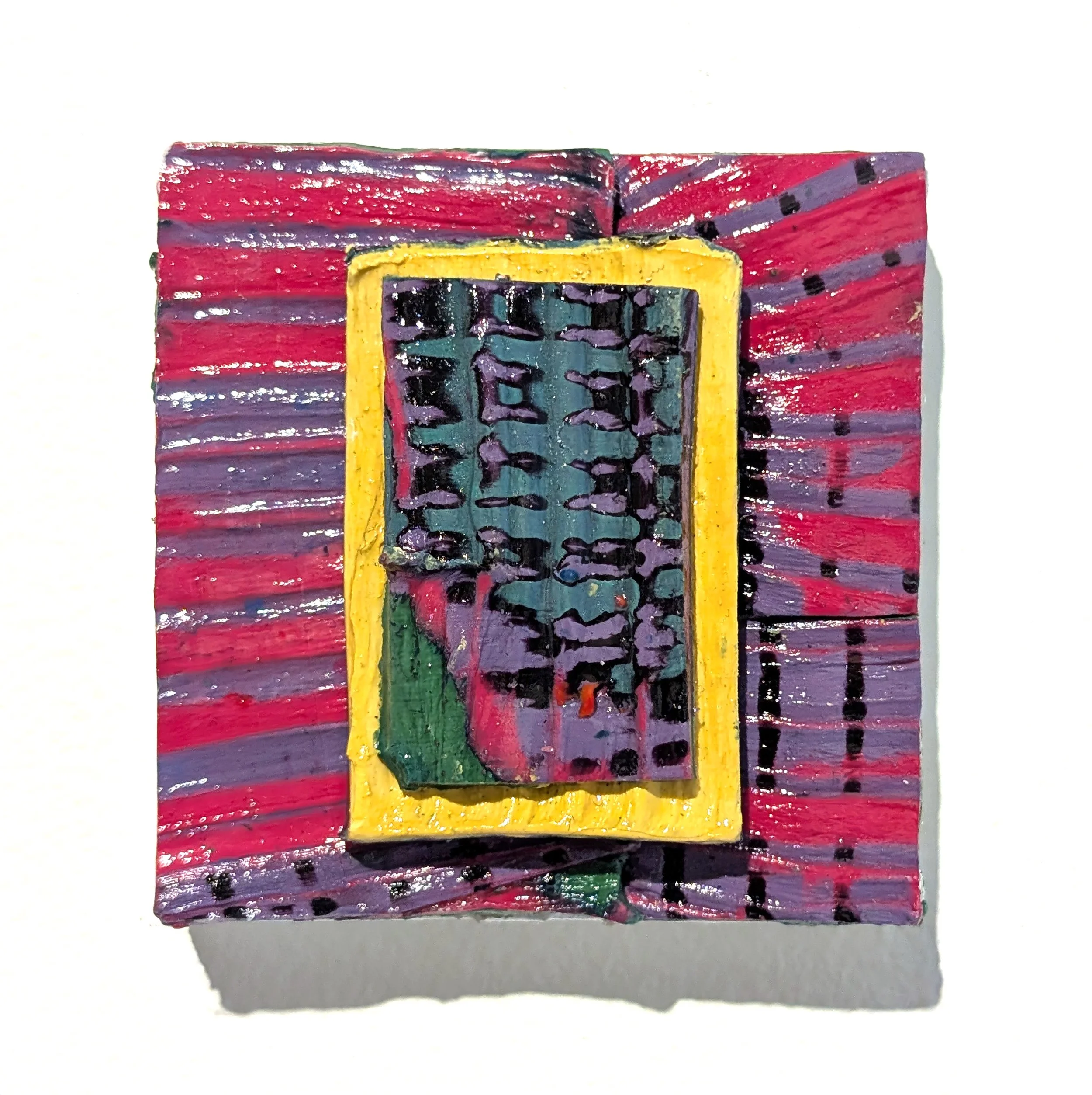   Pinkie I  Cold wax on canvas 2" x 2"   Sold 