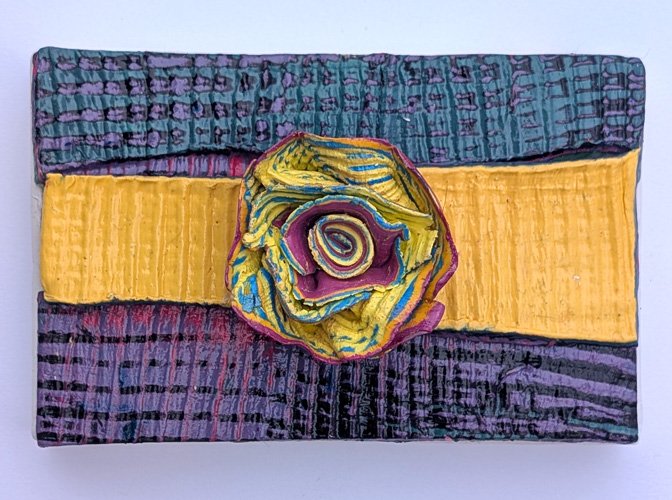   Corsage  Cold wax on panel 6" x 4"  $100  Available 