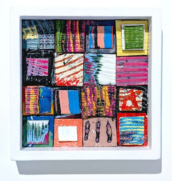   Cold Wax Quilt II  Cold wax on canvas 6" x 6"  Sold 