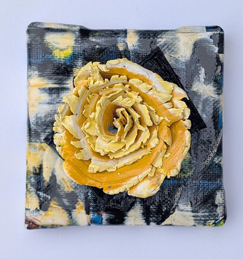   Sara’s Rose  Cold wax on canvas 2" x 2"   Sold 