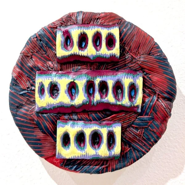   Muscle  Cold Wax on canvas 6” diameter $150  Available 