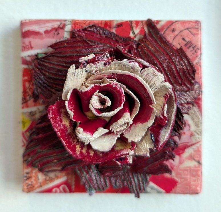   Rose II  Cold wax on canvas 4" x 4"   Sold 