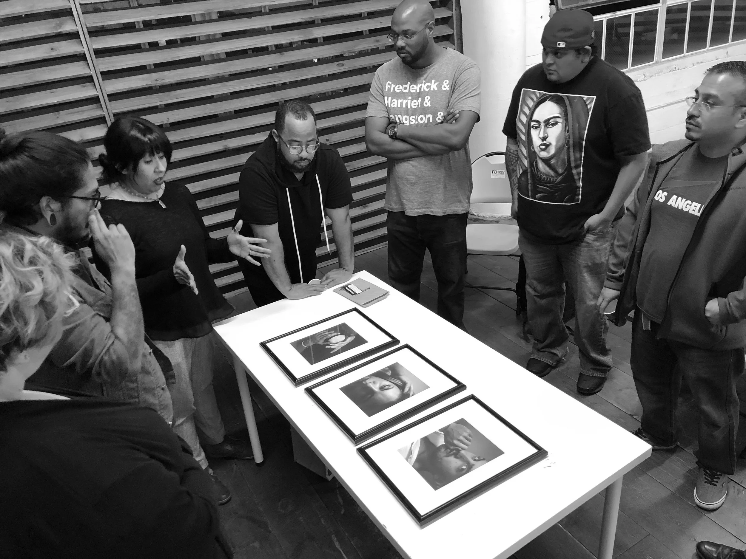 Aurelie Davis sharing her work with the group. 3/26/18, CMC-LA