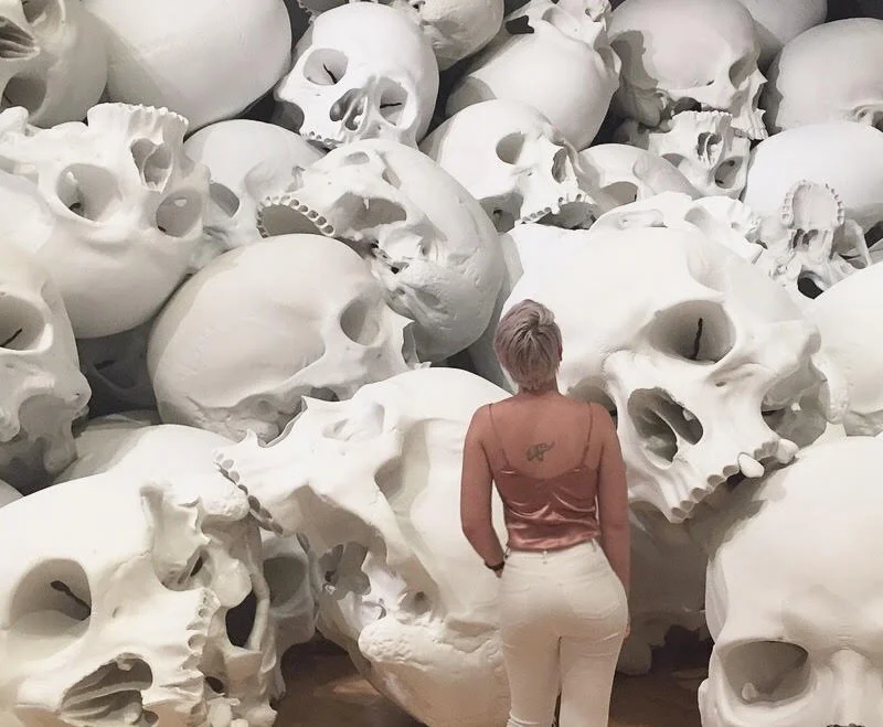 Admiring epic art at the National Gallery of Victoria in Melbourne, Australia, in Reformation .