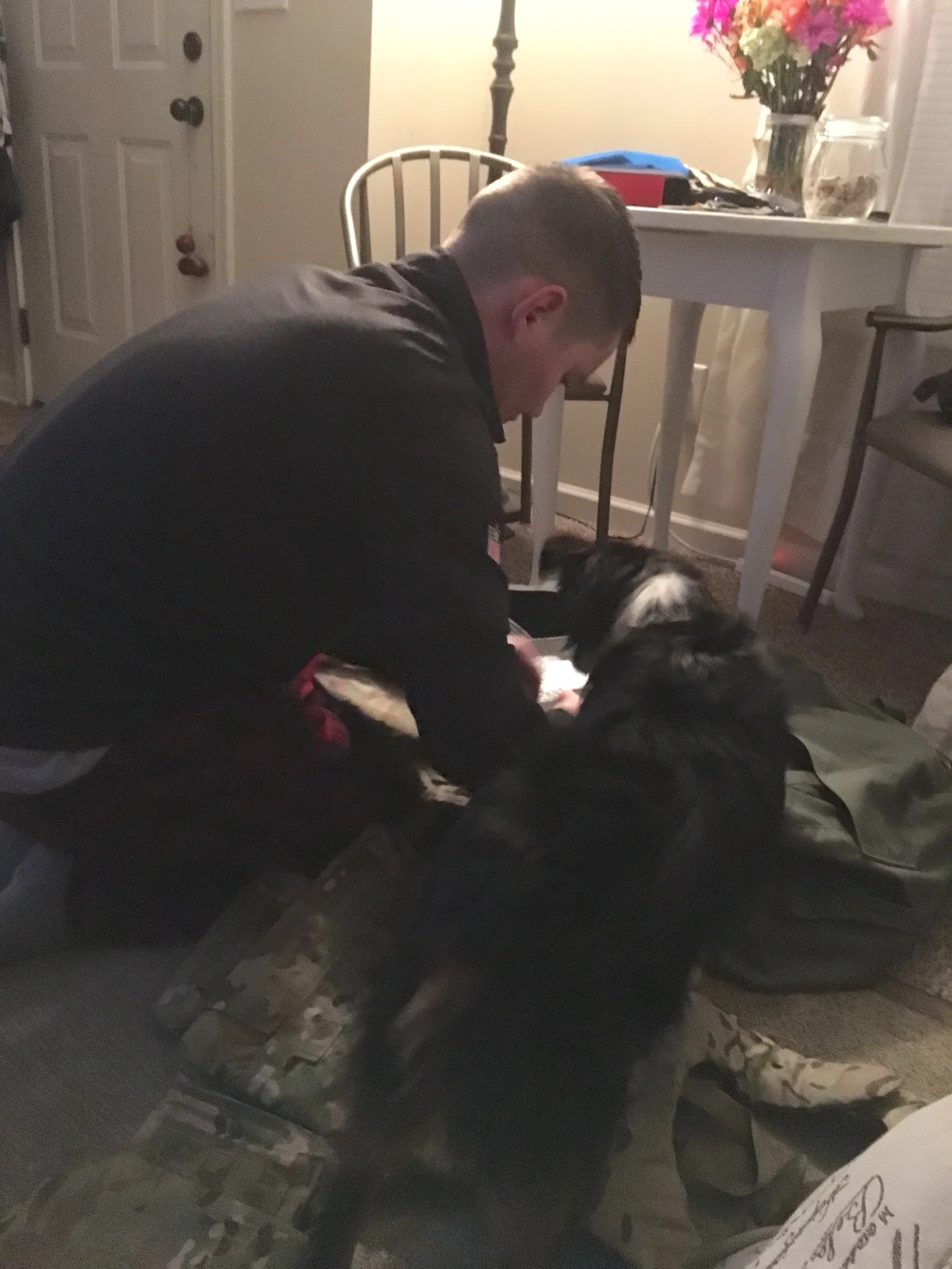 Monroe helping Robbie pack his 237 bags