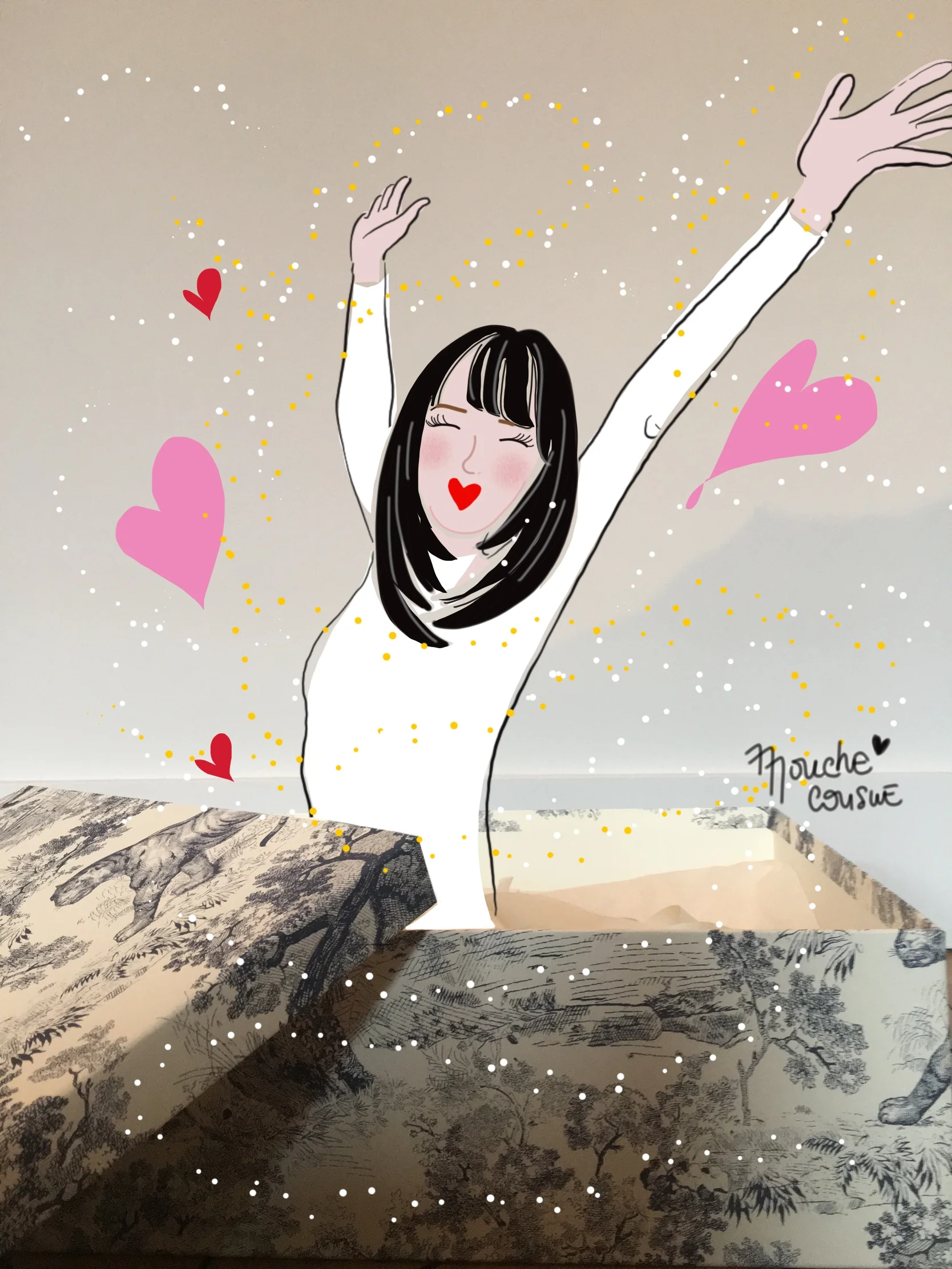 Illustration mouche cousue - Marie Kondo