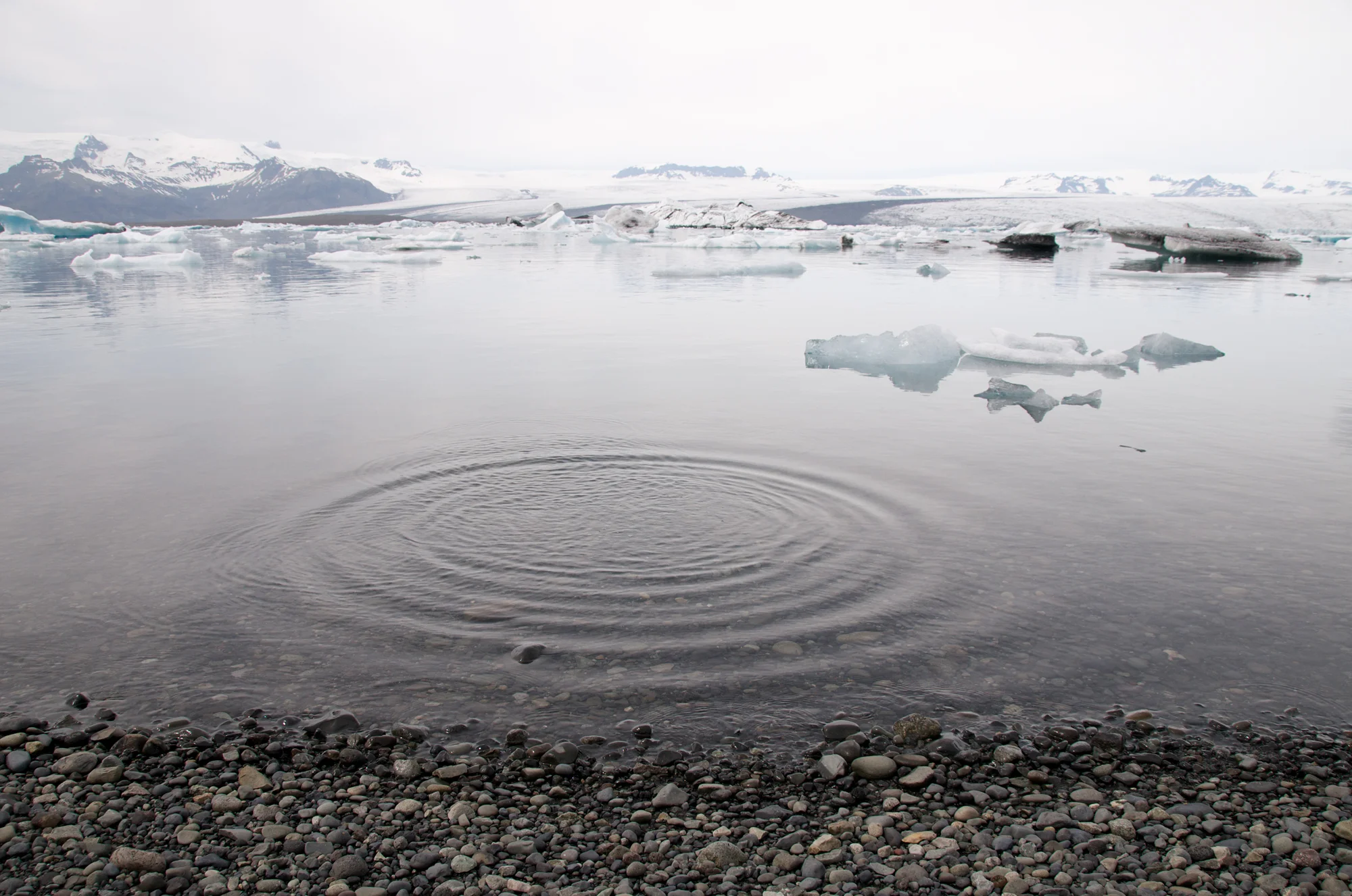 Vanishing Landcape is a collection of photographs taken at the foot of Vatnajökull, Iceland where the glacial ice breaks off into an expanding lagoon and drifts into the sea. The photographs of melting ice highlight the concrete and tangible effects of global warming.