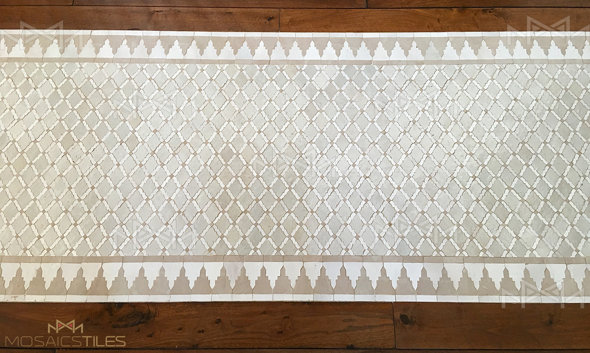 Moroccan zellige tiles mixed with wood for a residence in Los angeles, California
