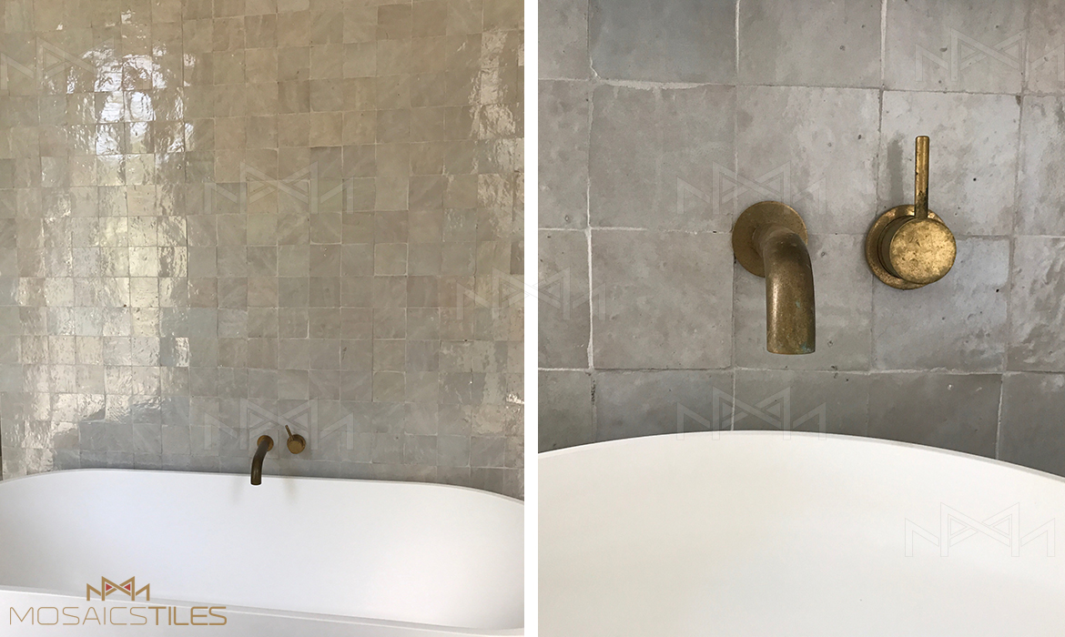 Bathroom with white moroccan tile