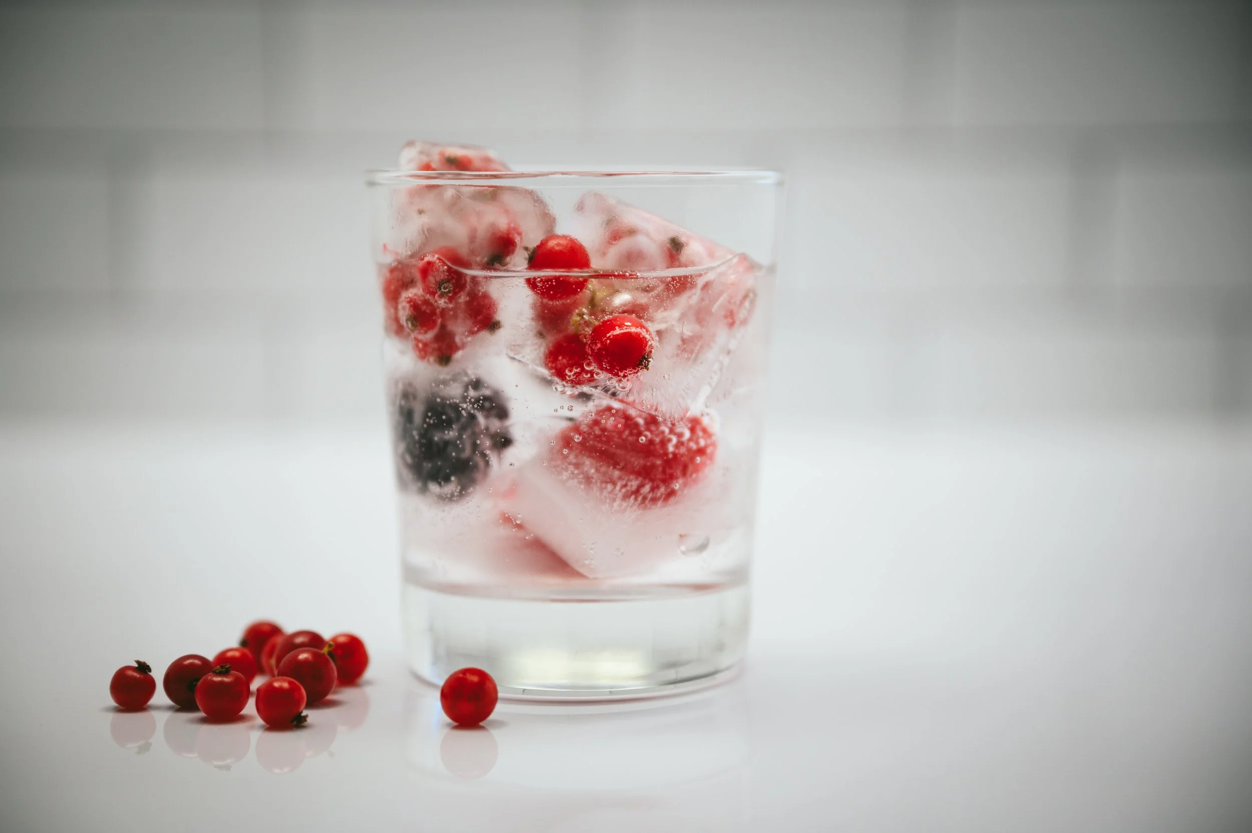 Vodka and Soda with Forest Berry Ice Cubes