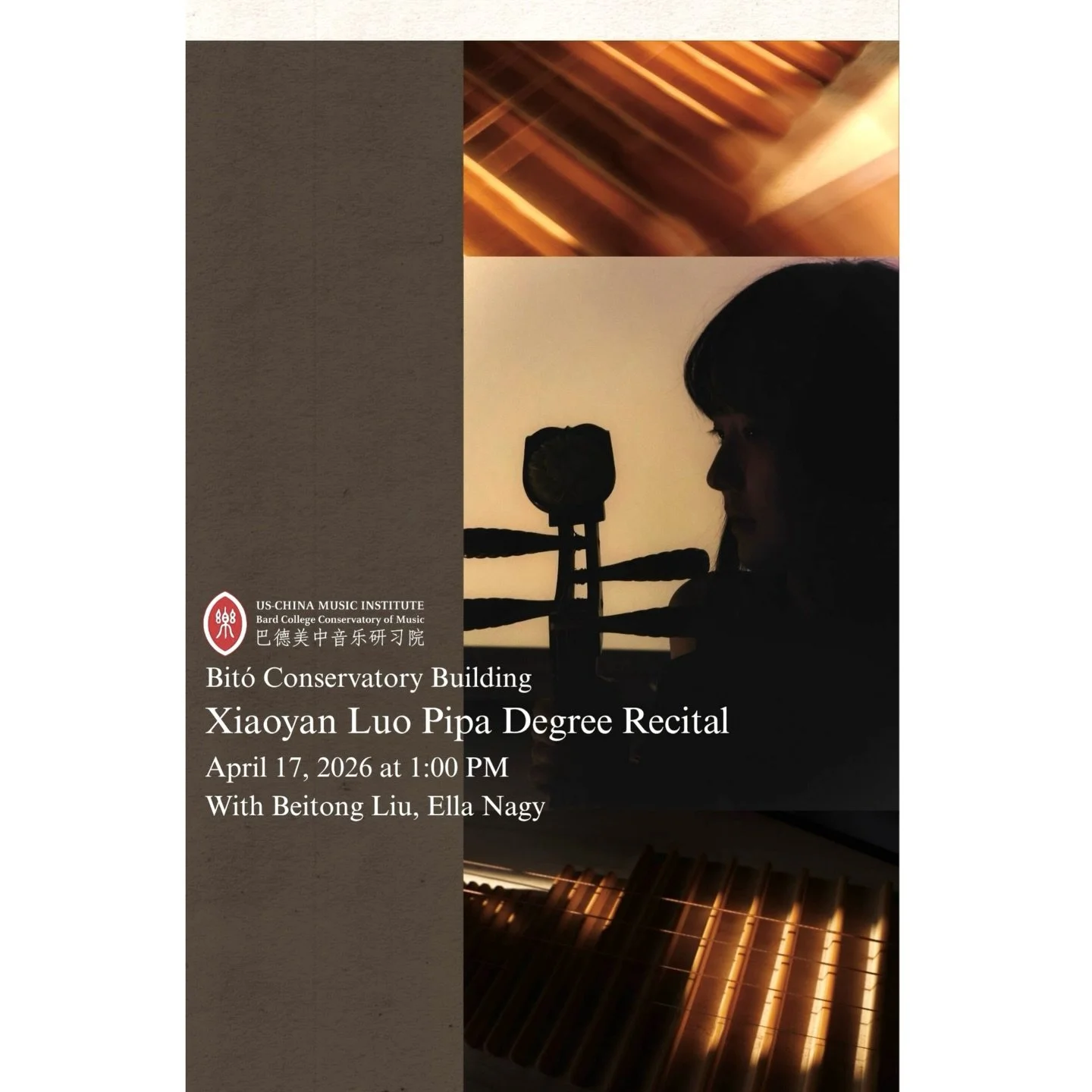 Many of you may have been impressed by Xiaoyan Luo&rsquo;s performance with The Orchestra Now at The Sound of Spring concert in February. Now&rsquo;s your chance to experience her artistry up close!

Join us for a Pipa Degree Recital 🎶

Xiaoyan Luo 