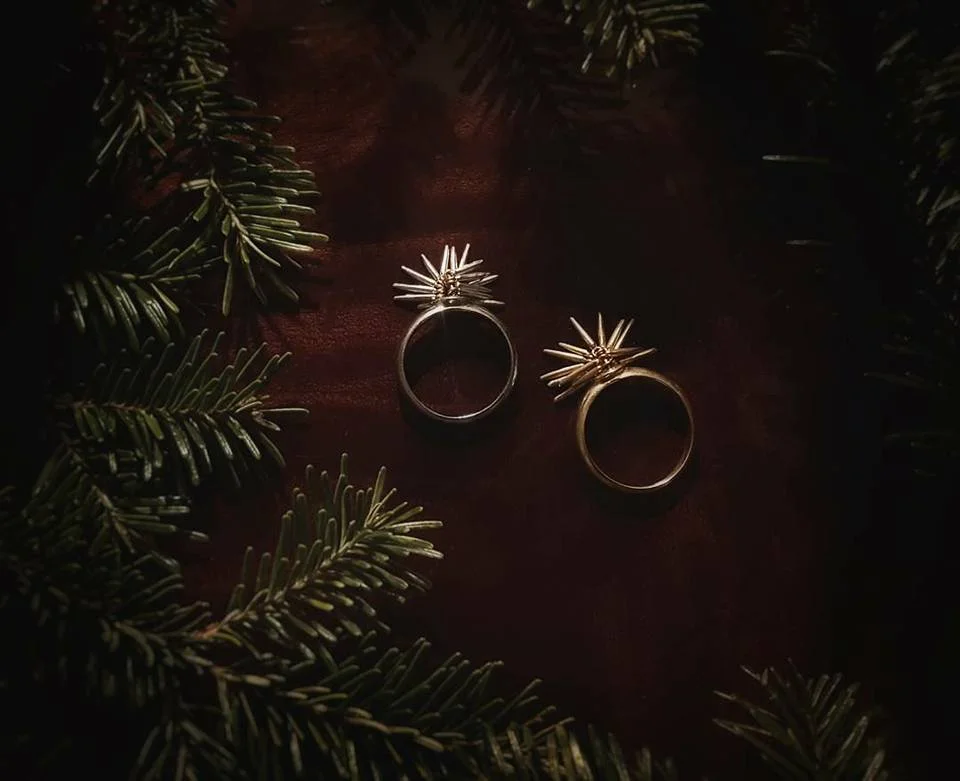 " 14, 14 Karat, Carrots " (Left) 14k white gold, 14k yellow gold accents (right) 14k yellow gold