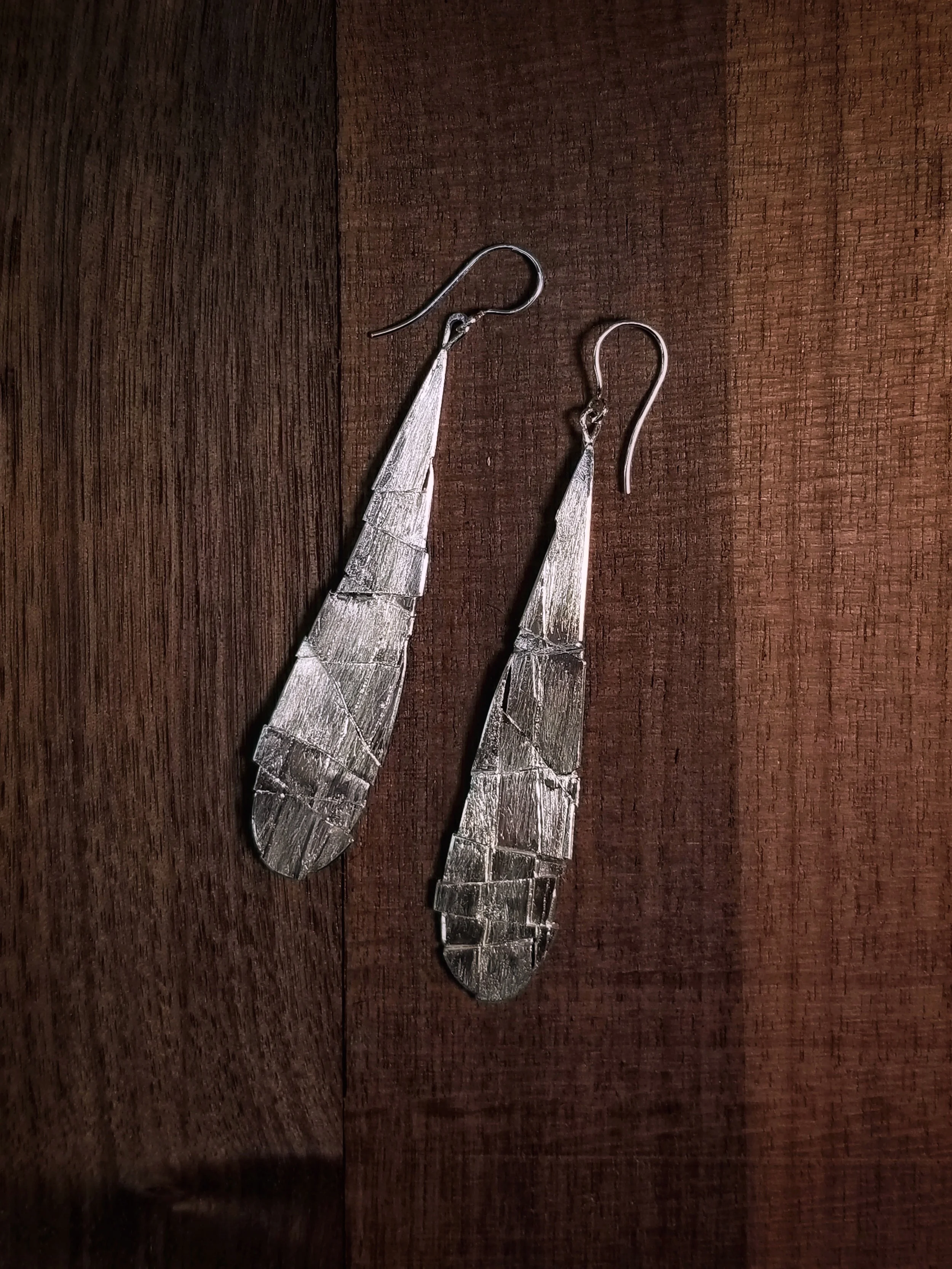 “ Fractured Droplet Earrings ” Sterling Silver FRACTURINGS