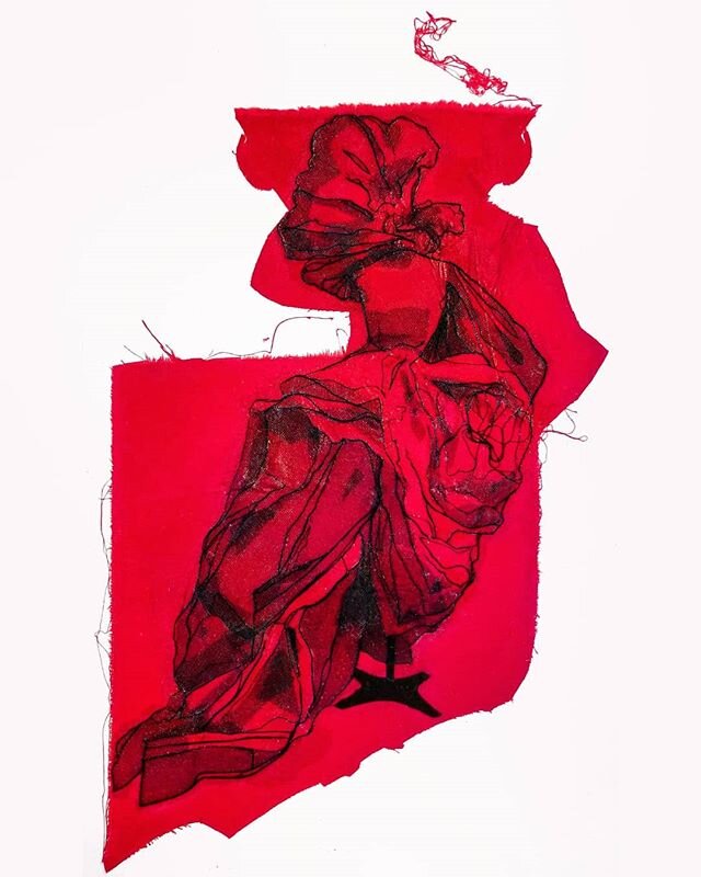 McQUEEN&times;ANTHONY ☆ A/W '19 Rose Dress ☆
.
.
20&quot;&times;11&quot; | Cotton, wool, thread, tulle on paper
.
@alexandermcqueen #mcqueencreators #mcqueen