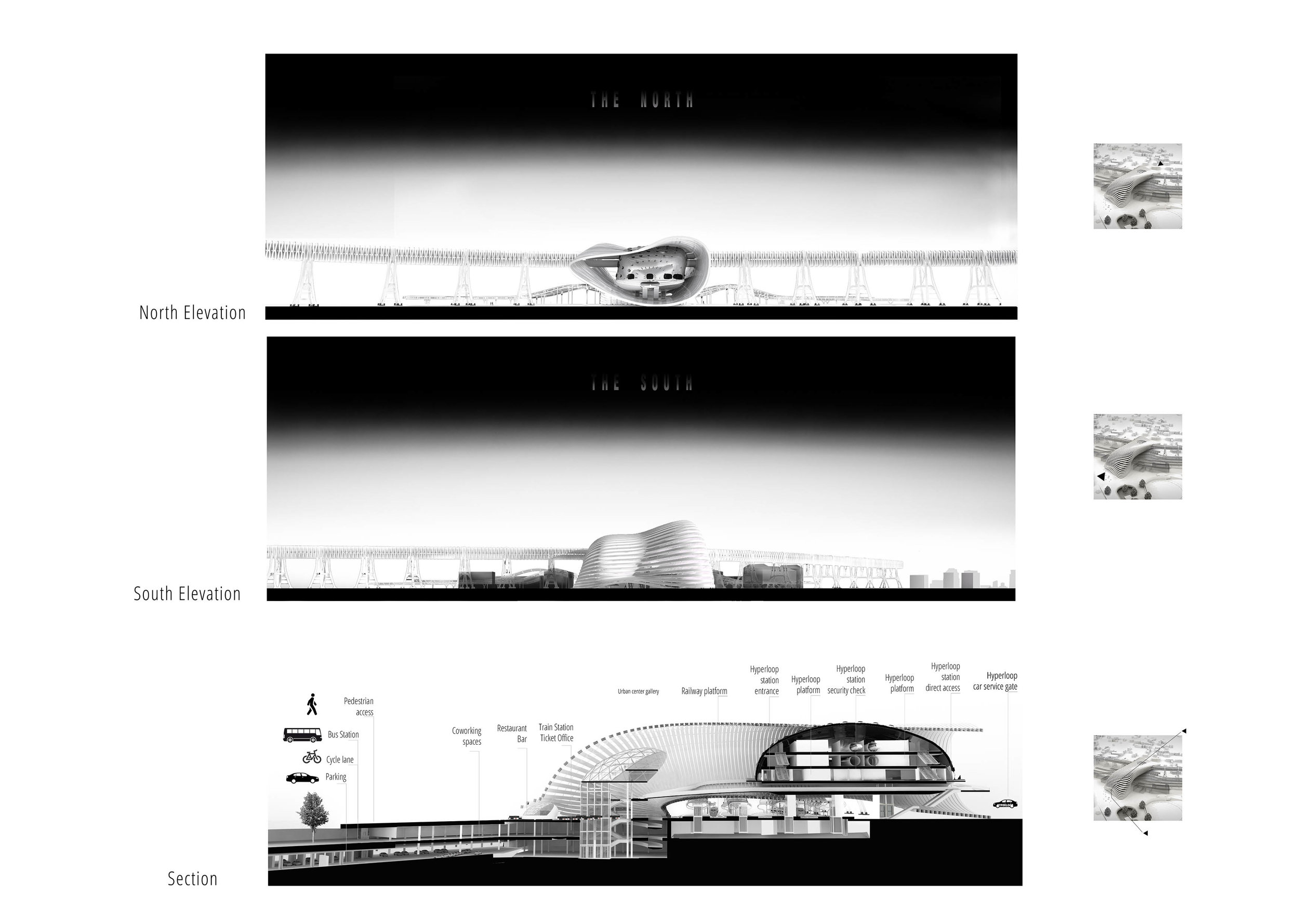 Unlike an airport and existing station experience that includes shopping and restaurants to fulfill the waiting time, Hyperloop stations, in which the travelers will have no waiting time, will be very straight through without frills. The user experience is very similar to the one of modern ski-lifts: arrive to the station, walk through a fast and smart security system and ticket control, get to the boarding platformm in-board the capsule, and leave. All the process should take less than 5 minutes.