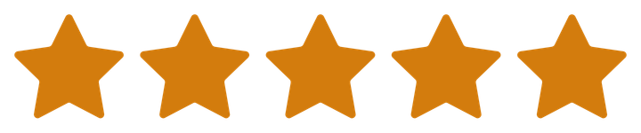 Five gold stars lined up in a row