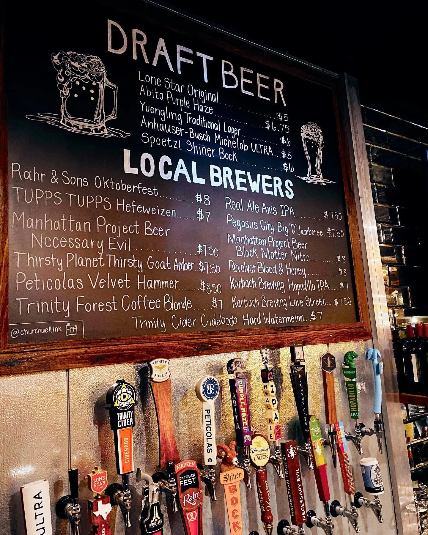 Ladies and gentlemen, her 🍻✨ After many hours on a tall, TALL ladder freehanding the straightest lines I&rsquo;ve ever freehanded - it is finished! Having bartenders reach under the ladder to pour the beers was basically a circus, but always a good 