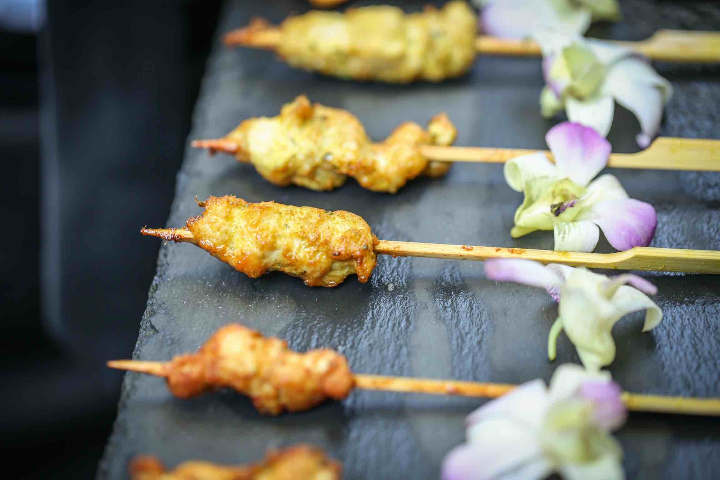  Ginger Chicken Satay with a Coconut Peanut Sauce 