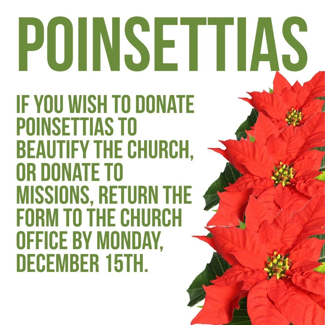 Look for the order form at the entry way of each worship space. Return the form to the church office by Monday, December 15th.