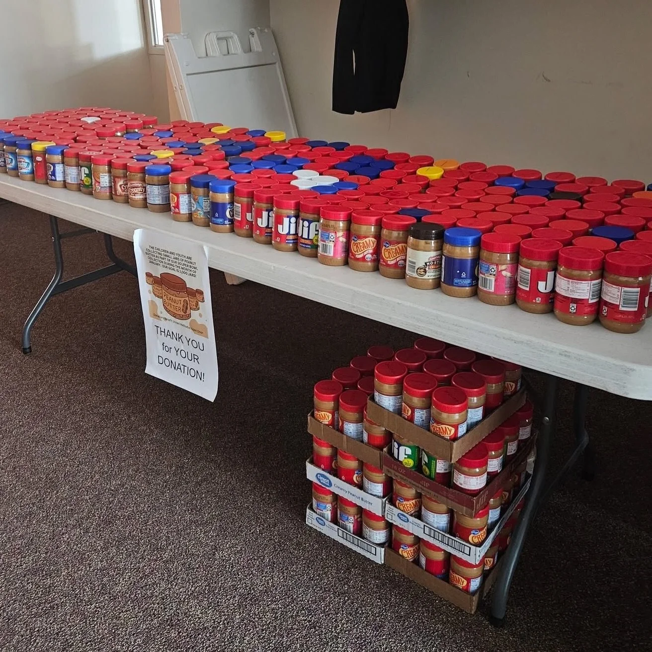 We are at 554 jars of peanut butter with a goal of 2000 by Souper Bowl Sunday, this Sunday, February 8th! Bring your donation and help the East Heights children and youth reach our goal. You can also give online. #ehyouth2026 #ehchildren