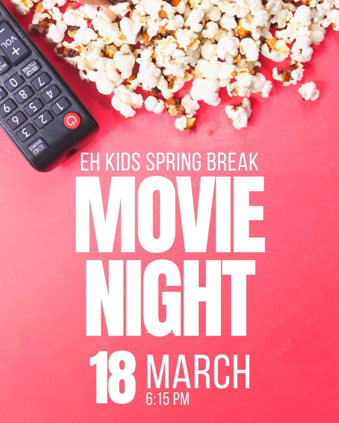 EH Kids Movie Night will be March 18th at 6:15 p.m. in the Treehouse! Bring a friend, bring your family, and join us to watch &ldquo;Meet the Robinsons.&rdquo; We will have popcorn, candy, and drinks!