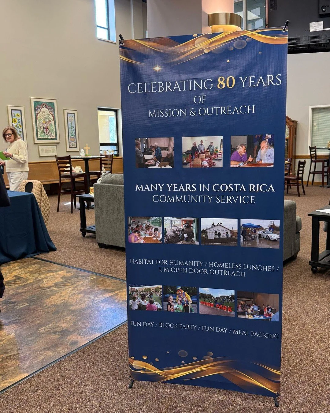 Join us as we celebrate 80 years! 

Open House:  Wed, April 22 | 6&ndash;8 PM
Wed Meal: 5:15&ndash;6:45 PM
Coffee House, cookies + photo displays
Live choir in the Sanctuary: 6&ndash;6:45 PM

Come explore our campus, celebrate our history, and reconn