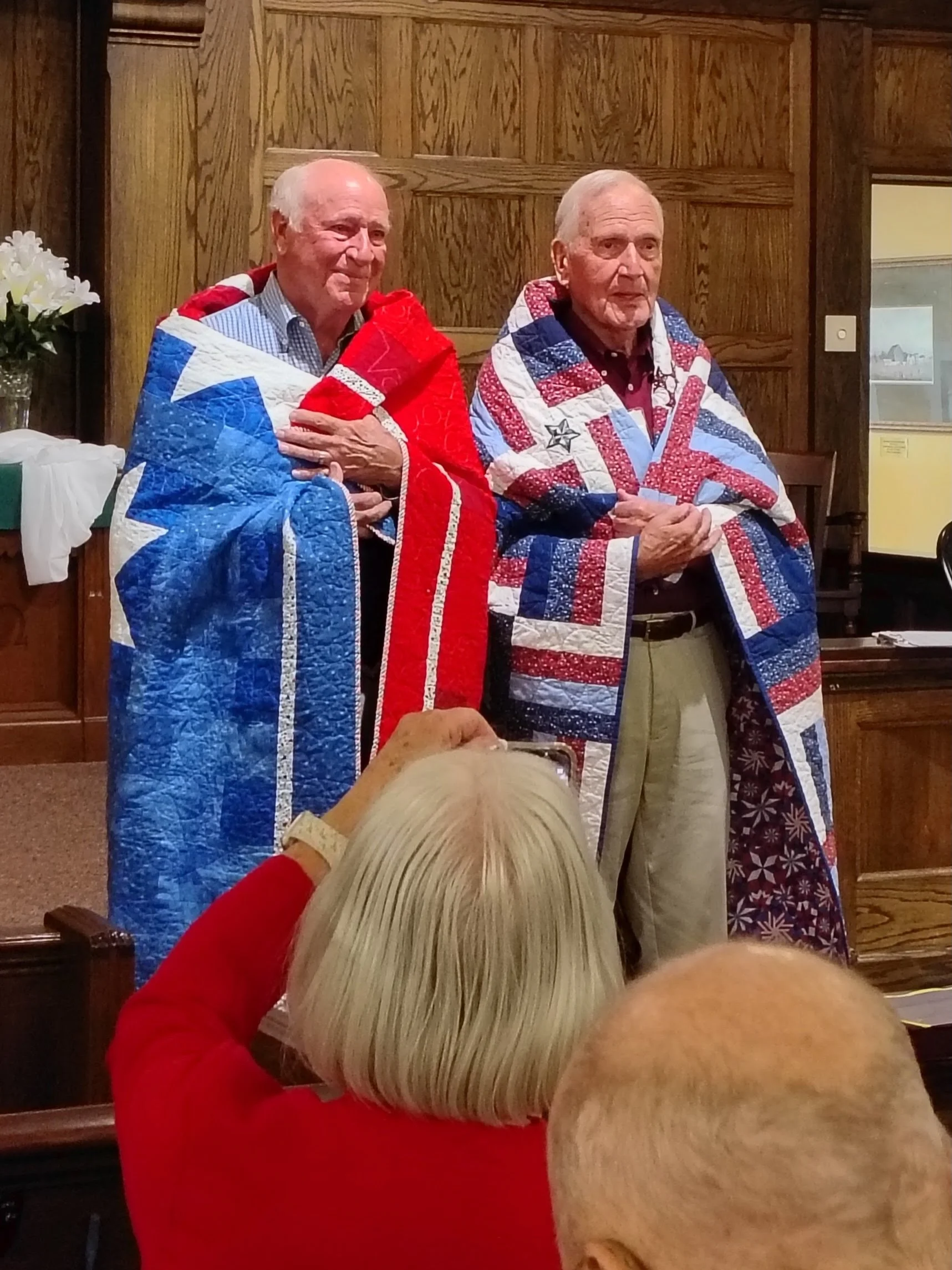 Thank you to everyone who joined us for our Quilt of Valor presentation honoring Max Moss and David Winn.  A special thank you to those who helped organize the presentation, the Quilt of Valor volunteers who lovingly created these beautiful quilts, a