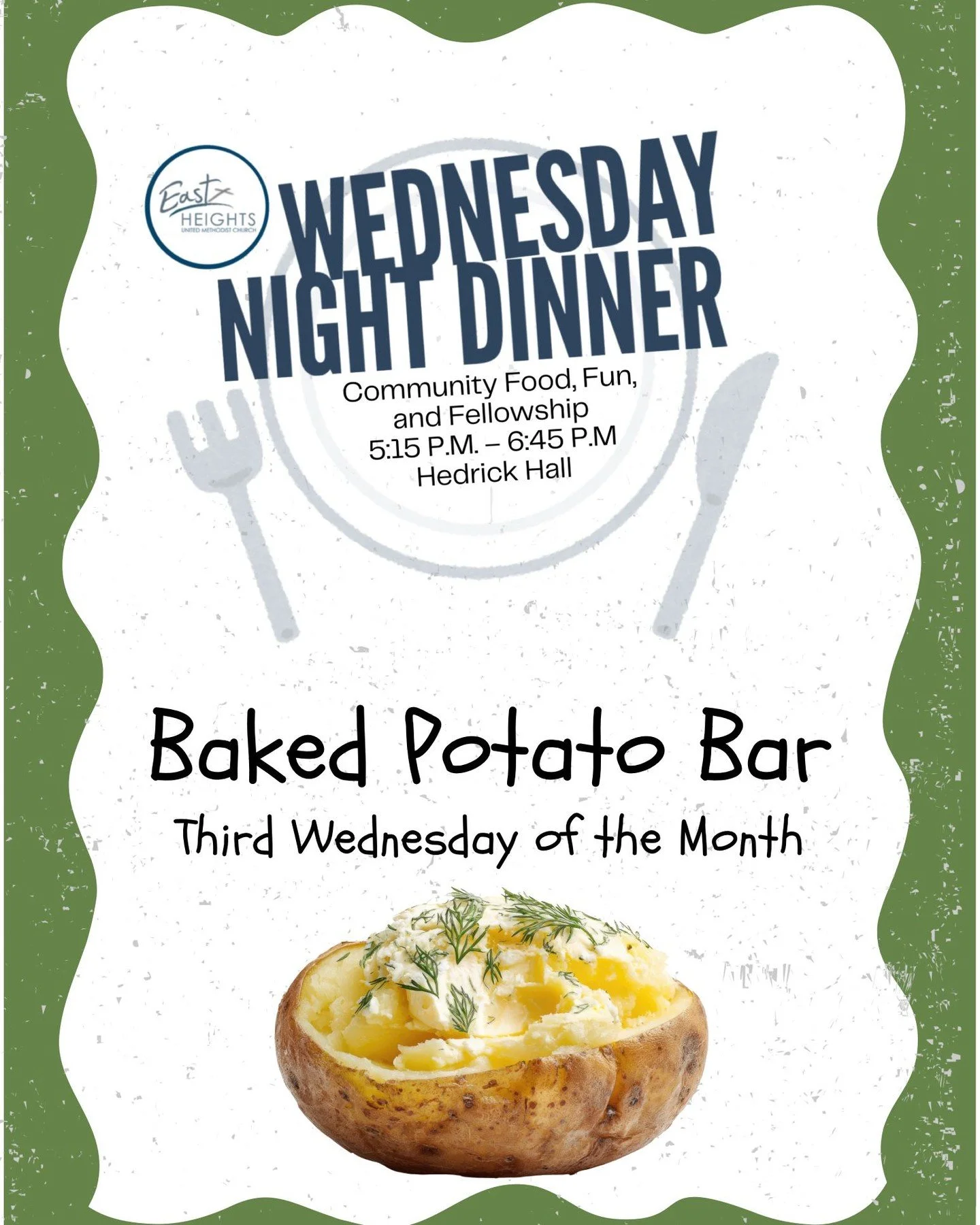 Join us for the Wednesday meal from 5:15 p.m. &ndash; 6:45 p.m.!!! If you would like to join the Wednesday evening volunteer team, please contact Sally Goodson at sa11sg76@gmail.com